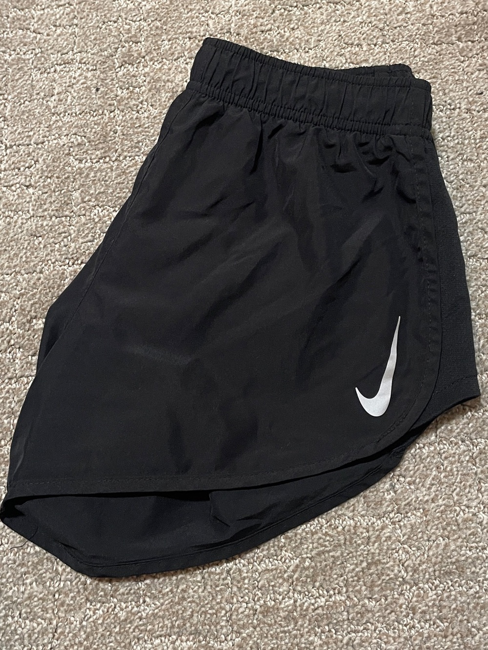 Nike Black Athletic Shorts with White Swoosh